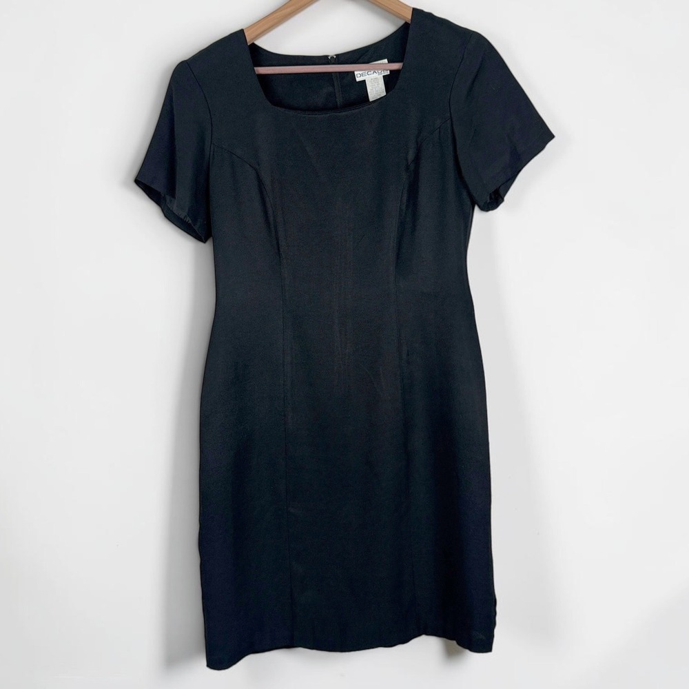 Vintage Classic Decade Designs Black Sheath Dress Short Sleeve Size 6